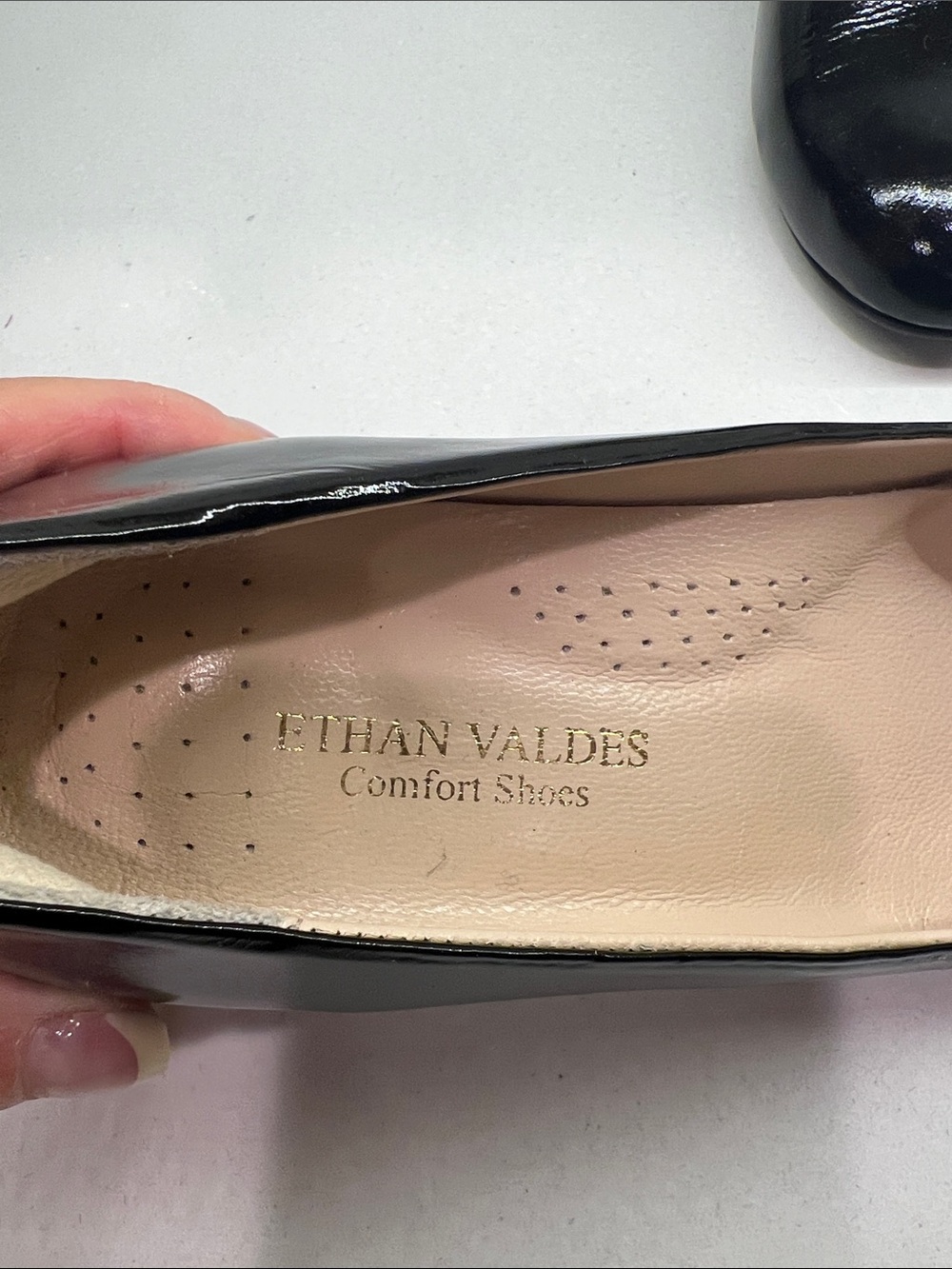 Ethan Valdes Black Patent Leather Wonder Pump Block Heel Loafer Shoes Women 39 - Picture 2 of 10